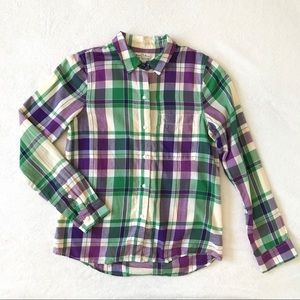 Broadway & Broome Shrunken Retroplaid Boy Long Sleeve Button Down Shirt